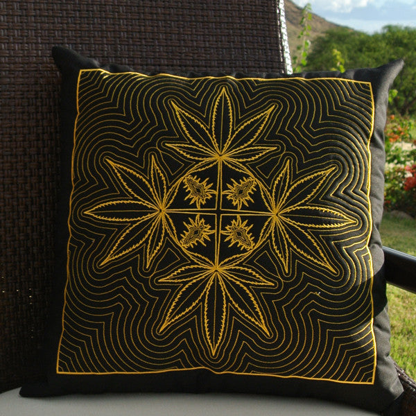 Cannabis Hawaiian Quilted Pillow