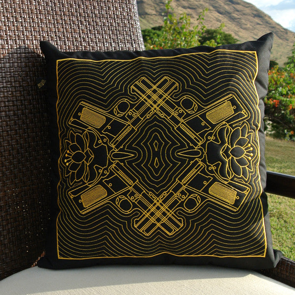 Lotus Hawaiian Quilted Pillow