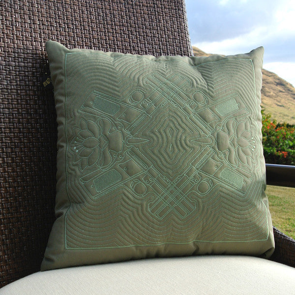 Lotus Hawaiian Quilted Pillow