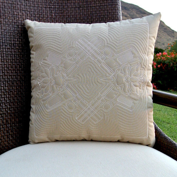 Lotus Hawaiian Quilted Pillow